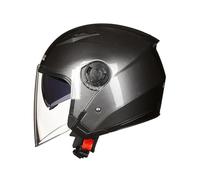 Gris Casques Ouverts pour Moto avec Double visière Casque Jet rétro pour Scooter Ventilé et réduisant Le Bruit Trajets urbains Quotidiens Vélo électrique. XXL/63-64cm