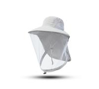 (Gris clair-55-60CM) Casquette d'été unisexe anti-insectes pour femmes et hommes, Protection du visage