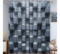 Gris Clair Architecture de Style Industriel Œillet Black-Out Rideau, Mur carré Draperies, Décoratif Panorama Modèle Lumière Blocage pour Intérieur, 140 X 260 cm x 2 Stück
