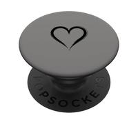 Gris Clair - Cœur Minimaliste Amour PopSockets PopGrip Adhésif