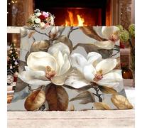 Gris Clair Plaid Couverture Polaire Flanelle Jeté de Canapé 70x100 cm, Magnifiques Fleurs de Magnolia Couverture Plaid Doux en Peluche pour 1 Personnes Lit, Canapé, Camping