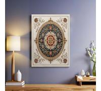 Gris Clair Tableau mural motif mandala géométrique 60x40 cm Impression sur toile Cadre bois Décoration murale moderne pour salon chambre bureau maison