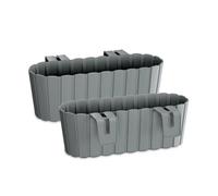 Gris Clôture Fleur Pot 380mm x 210mm x 130mm Avec Support Crochet Pot Planter