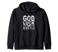 Gris Color God, Luck and Hustle Grey Graphic Sweat à Capuche