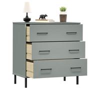 Gris Commode salon/BUFEET - JILL'S - Avec rangement - avec 3 tiroirs - Gris 77x40x79,5 cm - Bois massif OSLO LV746