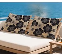 Gris Coussin Exterieur Impermeable Housse Coussin 60x90 cm Lot de 2 Fleur Coussins Couvre automne Décoratives Taie Oreiller Lin Double Face à Motif Pour Taie d'oreiller pour Salon Canapé Jardin q-1185