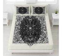 Gris Drap de lit Gothique Typographie Élastique Intégral Drap-Housse Personnalité Drap-Housse Cool Style Rock Lavable en Machine pour Garçons, 120 x 190 x 30