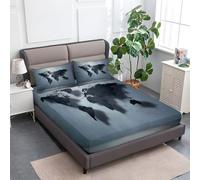 Gris Drap Housse 140 x 200 cm Carte du Monde des Graffitis, Doux Résistant Anti-Plis Élastique Tout Autour - Antidérapants Résistant aux Rides Drap Housse en Microfibre