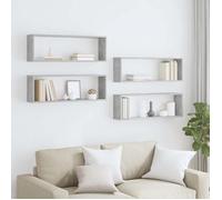 Gris Étagère D'entrée - design mural - SWEETY Étagères cube murales 4 pcs - gris béton bois d'ingénierie CL66509724530