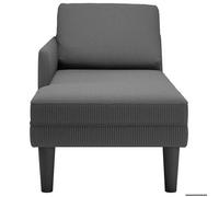 Gris Fauteuil long de sol - SOLOMON - Chaise longue - 1 place - avec coussin gris foncé tissu en velours côtelé CCC2523