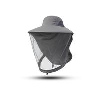 (Gris foncé-55-60CM) Casquette d'été unisexe anti-insectes pour femmes et hommes, Protection du visage
