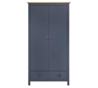 Gris Garde-robe, CLARENCE, Armoire penderie, Pour chambre, à 2 portes, Hill Gris 89x50x170cm Bois de pin solide LV1345