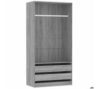 Gris Garde-robe, CLARENCE, Armoire penderie, Pour chambre, Sonoma gris 100x50x200 cm, Bois d'ingénierie LV1594