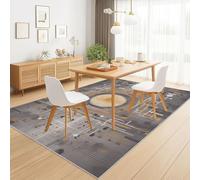 Gris Lavable en Machine Tapis Salon Dessin au Trait Ville Architecture, 50 x 80 cm Doux Tapis de Sol Pelucheux Dessous Antidérapant, Entree Interieur Chambre Couloir