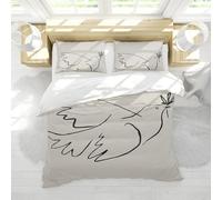 Gris Literie Housse De Couette Ensembles Picasso Art Abstrait 3 Pièces Paix Colombe Motif Housse De Couette avec Fermeture Éclair Et Coins Liens 2 Taies D’Oreiller 140x200 cm
