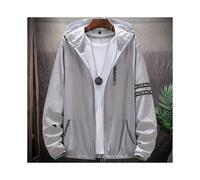 (GRIS, M) Ã peau manteaux hommes Ultra lÃger UV Protection solaire grande taille Ã capuche coupe-vent veste hommes rayÃ