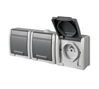 GRIS NT PRISE 3X Z/U FLIP IP55 PINCES AQUANT 2K 5043-10