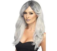 Gris Ombre Fantôme Zombie Mariée Perruque Femmes Déguisement Halloween Neuf