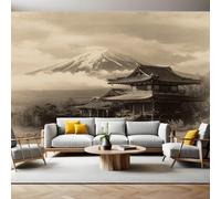 Gris Papier Peint Panoramique 3D Intissé Loft de montagne enneigée de style japonais Panoramique Peinture Murale pour Salon Chambre à Coucher D'Enfant Maison Personnalisé Décoration Murale 350x256 cm