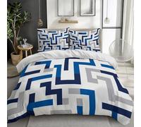 Gris Parure De Lit 140x200 cm Motif De Labyrinthe Géométrique 3D Housse De Couette 1/2 Personne Adulte Ado Enfants Sets De Housses De Couettes en Microfibre Coton Réversible