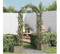 Gris Pergola de jardin avec jardinière Gris Bois pin massif - Arches, treillages & pergolas de jardin H3905
