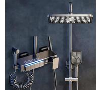 Gris Pistolet Colonne de Douche Mural Piano Système de Douche avec Affichage Numérique LED Ensemble de Douche Hauteur Réglable Kit de Douche
