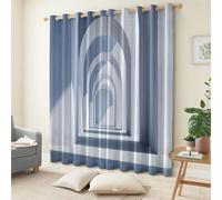 Gris Rideau Occultant à Oeillets, Arche Architecturale Moderne Spatiale Rideaux Isolant Thermique Anti Bruit, Protection de la Vie Privée Décoration Rideau pour Chambre à Coucher 75 x 166 cm, 2 Pièces