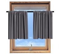 Gris Rideaux courts Lot de 2 rideaux opaques Blackout Intimité Rideau de fenêtre pour petites fenêtres Cuisine Camping-car Car Armoire L*H:84x114cm