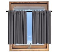 Gris Rideaux courts Lot de 2 rideaux opaques Blackout Intimité Rideau de fenêtre pour petites fenêtres Cuisine Camping-car Car Armoire L*H:84x137cm