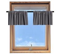 Gris Rideaux courts Lot de 2 rideaux opaques Blackout Intimité Rideau de fenêtre pour petites fenêtres Cuisine Camping-car Car Armoire L*H:84x46cm