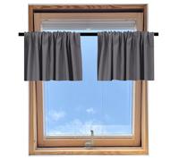 Gris Rideaux courts Lot de 2 rideaux opaques Blackout Intimité Rideau de fenêtre pour petites fenêtres Cuisine Camping-car Car Armoire L*H:84x61cm