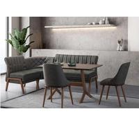 Gris Salle à manger Ensemble de bois Table de salle à manger 2x chaises textiles Banc d'angle 4pcs Set