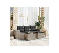 Gris salon de jardin modulable resine tressee 5 pieces x 83 x 69 4 personnes