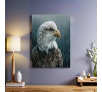 Gris Tableau mural Aigle animal 70x50 cm Impression sur toile Décoration murale artistique moderne pour salon chambre maison