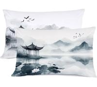 Gris Taie Oreiller 40 x 60 Paysage Taie D'oreiller 40x60 Protege Oreiller Rectangulaire Housse de Coussin Super Doux Taies D'oreillers Recto Verso Housse Coussin Decoratif, Chambre Lit Decoratif R-503
