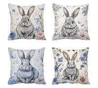 gris Taie Oreiller 80 x 80 Lot de 4 Lin Coussin Canape Housse Coussin Lapin Coussins Canapé Coussins Carré Taies D'oreillers Housse Oreiller Exterieur Impermeable, pour Décoration Maison Moderne a-419