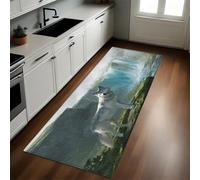 Gris Tapis de Cuisine 60 x 180 cm Animal Wolf Falls Antidérapant Lavable Absorbant Devant Évier Tapis Long pour Couloir, Entrée, Salle de Bain