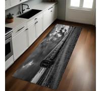 Gris Tapis de Cuisine Train à Vapeur Nuages Sombres Lavable Doux Polyester 50 x 150 cm Tapis d’Entrée Absorbant Passage Couloir Facile à Nettoyer