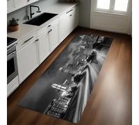 Gris Tapis de Cuisine Vue Nocturne de la Ligne d'horizon du bâtiment Lavable Doux Polyester 50 x 150 cm Tapis d’Entrée Absorbant Passage Couloir Facile à Nettoyer