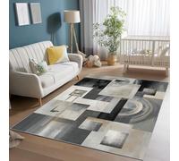 Gris Tapis de Salon Moderne, Lavable et Antidérapant Tapis à Poils Courts avec Abstrait Cercles Carrés Spirales Motif pour Salon Salle à Manger Bureau Chambre - 160 x 230 cm Decoration Moquette