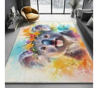 Gris Tapis Salon, 140 x 200 cm Chambre Lavable en Machine Tapis Grande Taille Koala Mignon à l'encre Aquarelle Doux Antidérapant pour Salle à Manger Cuisine, Chambre à Coucher