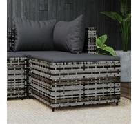 vidaXL Repose-pied de jardin 319772 Résine tressée gris avec coussin