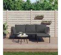 Gris Vidaxl 2 personnes resine tressee 3 pieces 48.0 x 31 x 31 salon de jardin gris G