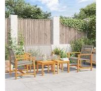 vidaXL Salon de jardin 5 pcs 367605, chaises avec dossier, résine tressée gris et bois d'acacia