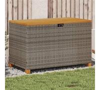 vidaXL Boîte de rangement de jardin avec couvercle Résine tressée Bois d'acacia Gris