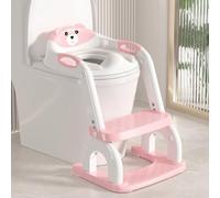 Grismire Siège de toilette pliable pour bébé et enfant - Hauteur réglable - Coussin en polyuréthane - Protection contre les éclaboussures - Marchepied 2 en 1 - Rose