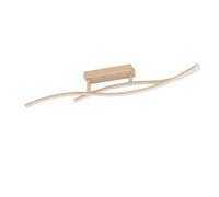Eglo Plafonnier LED Grisolia, lampe de salon incurvée, éclairage de plafond | en métal et plastique imitation bois, blanc neutre, L 84,9 cm