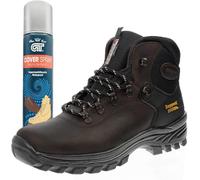Grisport bottes trekking montagne unisexe cuir imperméable Gritex et support system choix spray ou porte-clés, Marron et spray, 43 EU