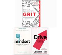 Grit, Mindset Carol Dweck, Drive Daniel H Pink 3 Books Collection Set