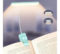 Gritin 2026 Gén.2 Lampe de Lecture, 32 LED Spectre Complet Liseuse Clip Protection des Yeux,5 Couleurs&5 Luminosités, Faisceau Large/Étroit Réglable,1500mAh Longue Durée Rechargeable,Bleu Clair